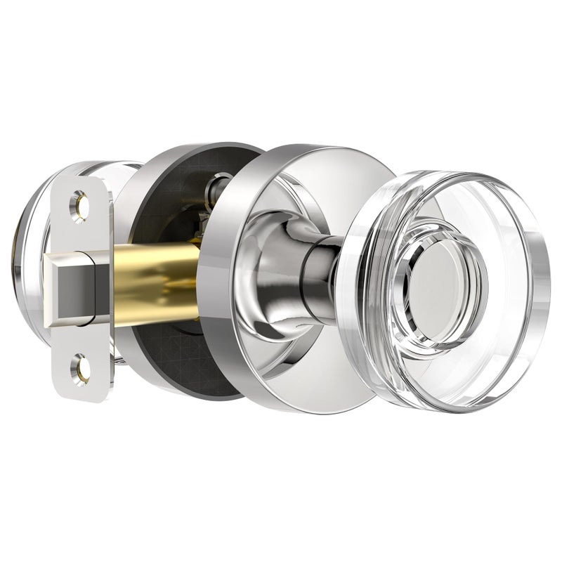 naubea Polished Chrome Door Knobs Glass Door Knobs Interior Passage Door Knob Crystal Interior Door Knob for Closet and Hallway - Image 1